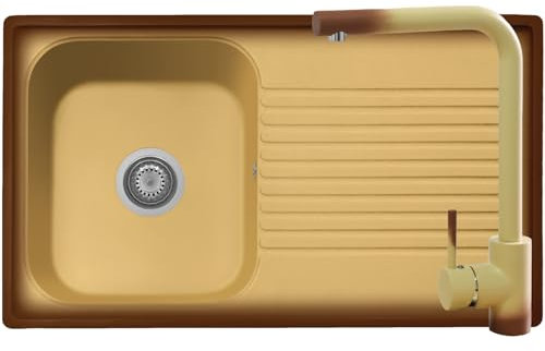 lavello cucina 1 vasca terra di francia 86 x 50 cm con rubinetto miscelatore Made in Italy