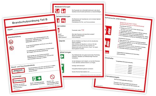 Papier Premiumdruck „Brandschutzordnung Teil B“ Aushang DIN 14096 3 Blatt | DIN A4 Made in Germany