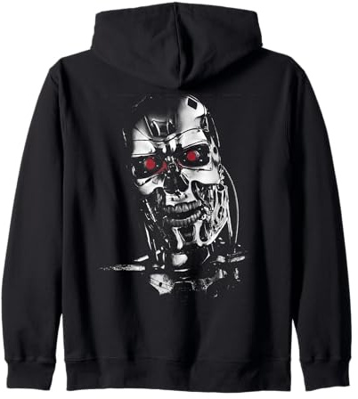 The Terminator T-800 Head Red-Eyed Machine Sci-Fi Gamer Zip Hoodie
