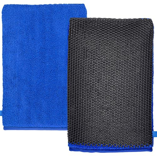 Mageeki 2 Stück Clay Handschuh, Mikrofaser Clay Bar für Auto Detailing, Wiederverwendbarer Clay Bar Handschuh Clay Handtuch, Kratzfreier Sicherer Tonradierer Handschuh für Autos Lack Polieren