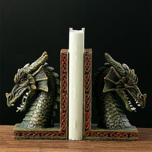 Dragon Book Ends Imprimé en 3D, Serre-Livres décoratif Dragon Décor de Table, Résine Gothique Mal Médiéval Dragon Serre-Livres, pour bibliothèque Livres Lourds