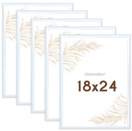 Wackadoo Bilderrahmen 18x24 Weiß 5er Set Fotowand Fotorahmen mit Glasscheibe Kunststoff Picture frame