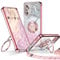 XYZ for Samsung Galaxy S24 Case with Stand, Soft Cute Luxury Love Heart with Lanyard for Women Girls, Double Ring Bling Glitter Clear Protective Phone Cover for Samsung Galaxy S24 - Pink