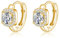 SLUYNZ 925 Sterling Silber Halo simulierte Diamant Creolen Ohrringe für Damen Sparkly CZ Creolen Ohrringe Square Cubic Zirkonia Huggie (B-Gold)