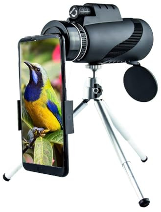 40x60/ 80x100 Monokular Teleskop HD Monokular Fernglas mit Smartphone Halter und Ganzmetall-Stativ FMC BAK4 Prisma für Vogelbeobachtung, Reisen, Camping, Konzerte, Ballspiele, Wildtiere (Pro, 80x100)