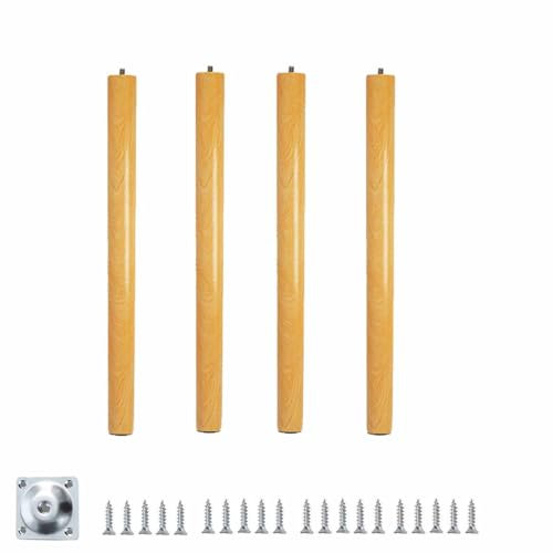 Lot De 4 Pieds De Table En Bois Massif Avec Capuchon De Protection Supporte 80 Kg Pour Dessus De Table, Table De Nuit Banc(71cm)