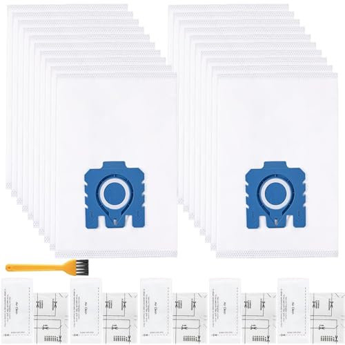 20 Sacchetti per Aspirapolvere Compatibili con Miele GN - S2 S4 S5 S6 S8 Complete C2/C3 Classic C1, S2000, S5000 e S8000 con 5 Filtri di Scarico e 5 Filtri Motore,Spazzola per la pulizia