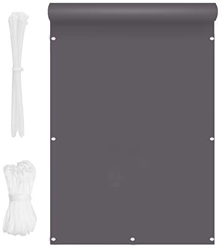 Brise-vue pour balcon - Résistant aux intempéries - Avec œillets, attaches de câble et cordon en nylon - 1,2 x 6 m - Idéal pour les fêtes et activités en plein air - Gris foncé