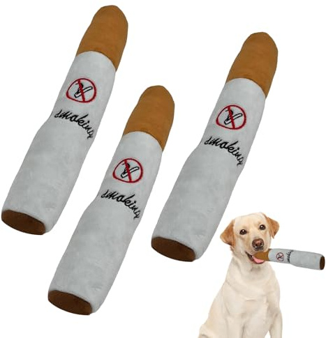 VARKAGE 3 Stücke hundespielzeug Joint, Zigaretten Spielzeug Hund, Interaktives Plüsch hundespielzeug zigarettenpackung,Kauknochenspielzeug für Klein, Mittel,Groß Hunde (Weiß)