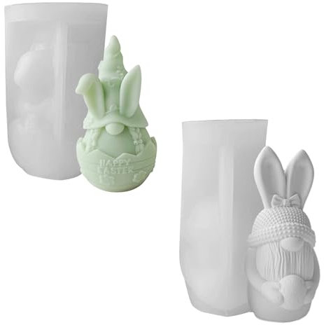 CutitiUU Ostern Zwergenform,Ostern Zwergen-Kerzenform,Ostern Zwergen Silikonform 3D,Ostern Silikonformen,Silikonform für Zwerge,Basteln,Heimdekoration,Seife,Kerzen (Muschelbrechende Zwerge)