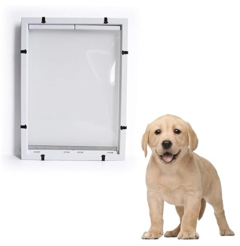 SAYEYBU Puerta para Perros Grandes, Puerta para Mascotas Extragrandes, Puerta con Solapa para Perros con Orificio, Puerta De Entrada Y Salida para Perros Grandes,Blanca,XL