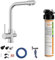 BieTal® Trinkwasserfilter mit Aktivkohle mit 3-Wege Wasserhahn Edelstahl Look für sauberes & frisches Wasser für dein Zuhause Praxis Büro Wohnmobil Aktivkohlefilter Wasserfiltersystem & Wasserstop