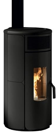 Stufa a pellet ermetica GRAZIA E AIR 80 US Royal Palazzetti Art.808102540 8 kW, top in ceramica e ghisa, uscita fumi superiore coassiale, programmabile con display touch, colore nero