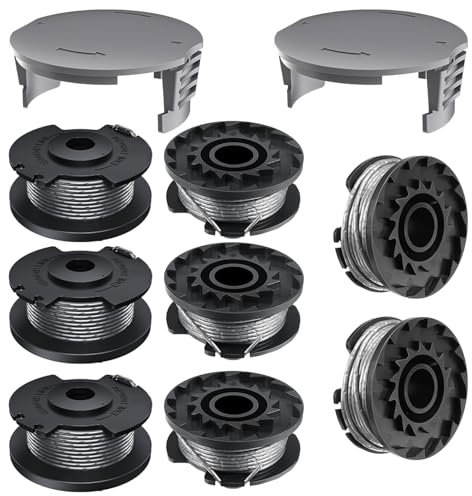 Sostituibile con Bobina di Ricambio Ø1.6mm, 4.9m Lunghezza Bobina di Ricambio Nylon, Bobine per Tagliabordi, Bobine Rocchetti Filo per Decespugliatore, Bobine Compatibili, 8 Bobine, 2 Copertura Bobina