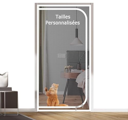Moustiquaire de Porte pour Chat, Résistante aux animaux domestiques, Rideau de Porte Antimoustique, pour Salon, Chambre,Terrasse, Avec Fermeture éclair
