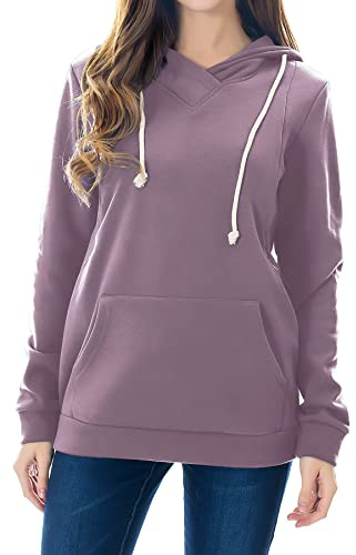 Smallshow Nursing Hoodies Fleece Maternity Sweatshirt for Breastfeeding Misty Lilac XL