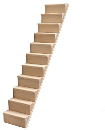 Ngbbby Puppenhaustreppe, Maßstab 1:12, Holztreppe, Puppenhausmöbel ohne Handlauf für Mini-Hausszene, Feengarten, Ornament, Spielzeugzubehör, Möbel