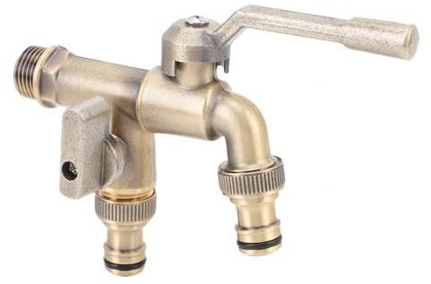 Hamwesh Außenwasserhahn, Wandmontierter Frostsicherer Außenhahn mit 1/2-Zoll-Ein- und Auslass-Kugelhahn aus Messing für Zuhause, Balkon, Garten, Retro-Bronze