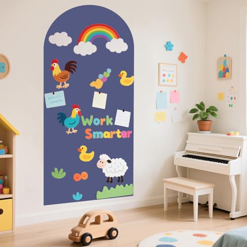 FOTSHARER Magnetische Wandaufkleber Staubblaues magnetisches Wandtafel 100 x 45 cm Bogenförmige Wandaufkleber-Blätter Abziehbare und aufklebbare Kreidetafelrolle für Spielzimmer und Klassenzimmer