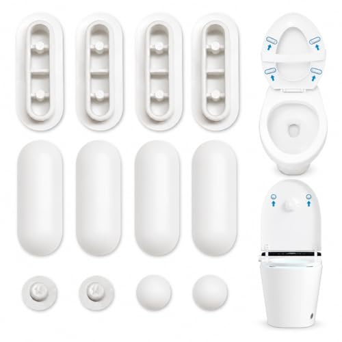 ToiletSeatCoverBuffer,StoßdämpferfürToilettensitzundDeckelStoßdämpfer,WC Deckel Stopper,Abstandhalter für WC Brille DämpferUniversal gummipuffer,für Zuhause, Büro, Hotel (12teiligesWeiß)