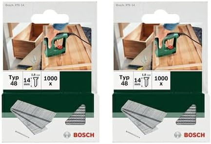 Bosch 1000x Nagel typ 48 (für Hartholz/Massivholz, Weichholz, Akustikplatten, 1.8 x 1.45 x 14 mm, Zubehör Tacker) (Packung mit 2)