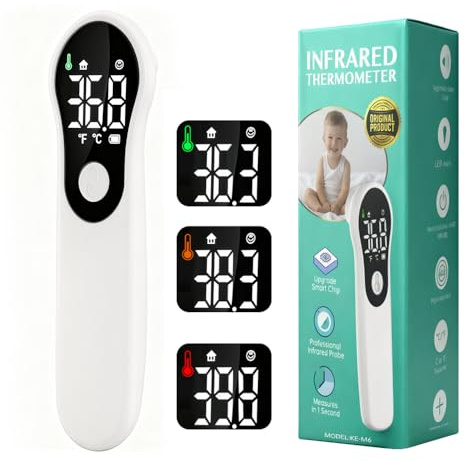 Fieberthermometer Fieberthermometer stirn–Aufladbar & Kontaktlos,Infrarot-Stirnthermometer für die ganze Familie mit sekundenschneller Messung–für Zuhause & Unterwegs(Creme)