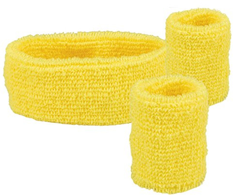 Boland 01893 Adult Sweatband and Cuffs Yellow One Size