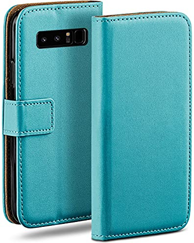 moex Book Case für Samsung Galaxy Note 8 Handyhülle mit Kartenfach, Hülle klappbar 360 Grad Schutzhülle, Klapphülle Flip Case Cover, PU Leder Handytasche Lederhülle, Türkis
