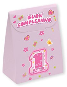 IRPot - 25 X Scatola Porta Confetti 1 Anno Primo Compleanno One Pink Rosa 81623