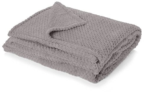 DREAMSCENE Premium Waffel Mink Warm Überwurf über Sofa Bett Decke anthrazit, 100% Polyester, weiches Kunstpelz, Anthrazit Grau, single-125 X 150 cm