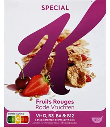Kellogg's Pétales de riz, blé complet et orge aux fruits rouges - La boîte de 300g