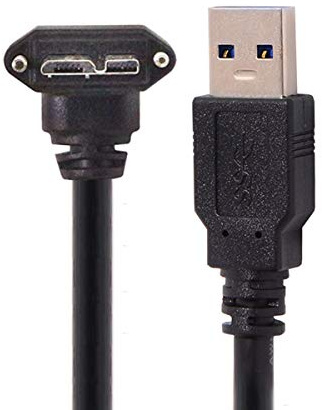 chenyang Câble de données USB 3.0 vers USB 3.0 Micro-B avec support à vis pour caméra industrielle coudée à 90 degrés 3.0M