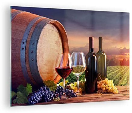 ARTTOR Bilder auf Glas 70x50cm Wandbild Glasdruck Küche - 4125 | Wein Weinberg Sommer Klein Modern Dekoration Wohnzimmer Schlafzimmer Küche Wanddeko Kunstdruck Art Wall Decor ARTTOR