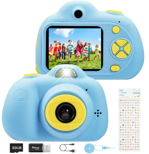 YunLone Cámara Fotos Infantil Selfies Cámara para niños de 3 a 8 años, 2 Cámara Infantile de Vídeo 1080P con Tarjeta 32G, Zoom 4X, Filtros, Juguetes Regalos Camera Regalo para niños 3 4 5 6 7 8 años