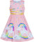 Sunny Fashion Robe Fille Rose Clair Licorne Arc-en-Ciel Été Robe d'été 9-10 Ans