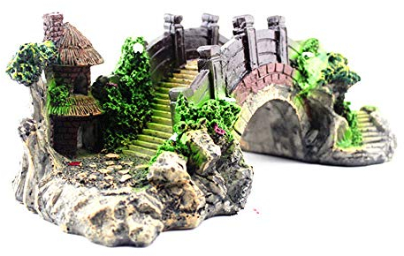 HPiano Aquarium Deko Höhle Aquarium, das dekorative Brücke landschaftlich gestaltet Baumstamm Holz Polyresin Landschaft,Brücke Ornament Umweltschutz landschaftlich ideal für kleine Garnele Fisch