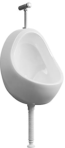 vidaXL Urinario Porcelana Montaje Pared Masculino Válvula Sifón Descarga Tubo Desagüe Incluidos Conjunto Inodoro Cerámica WC Diseño Forma Oval Blanco