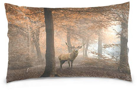 Linomo Kissenbezug 40x60 cm, Herbst Fallen Tier Hirsch Dekorative Kissenbezug Kissenhülle für Couch Sofa Bett Hause