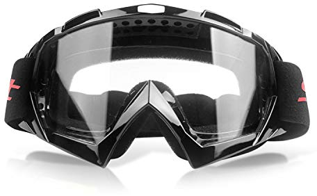 Galatée Motorradbrillen Hochwertige Skibrille Anti Fog UV Schutzbrille für Outdoor Aktivitäten Skifahren Radfahren Snowboard Wandern Augenschutz UV400 (Schwarze Rahmen-Transparente Linse)