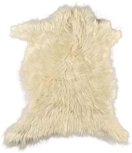 generisch ZIEGENFELL Creme Weiss Champagner LANGHAAR CA. 80 x 50 cm DEKO Fell VON KUHFELLE ONLINE