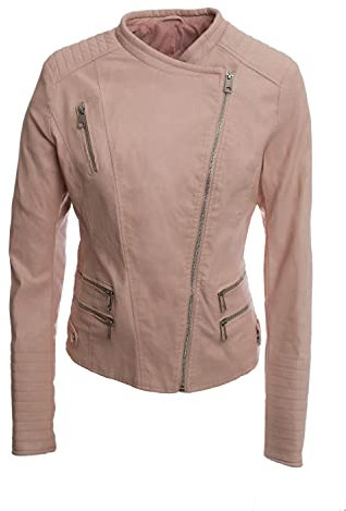 JOPHY & CO. Giacca Corta Biker Donna Ecopelle con Tasche Anteriori e Laterali (cod. 33108) (Rosa, l)