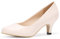 Phorecys Women's Kitten Heels Round Toe Dress Court Shoes Work Comfort Pumps PU Beige US 6.5-UK 4