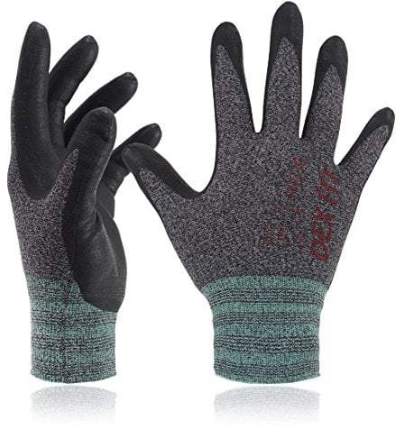 DEX FIT Nitrile Work Gloves FN330, 3D-Comfort Stretchy Fit, Firm Grip, Thin & Lightweight, Touch-Screen Compatible, Durable, Breathable & Cool, Machine Washable; Black Grey 10 (XL) 1 Pair