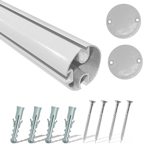 TENDEEVOLUTION Aluminium-Endprofil für Fallarm-Markise mit 42 mm Durchmesser anpassbar. Ersatzteile für Markisen, Markisenstange für den Außenbereich (2 Meter, Weiss)