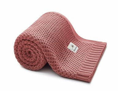 Nordville Bambus & Baumwolle Decke Fischgrätmuster 100x80 cm | Weich Atmungsaktiv Anti-Allergen Antibakteriell Hochwertig Wärmeregulierend Absorbierend Schützt Babyhaut (Ziegel)