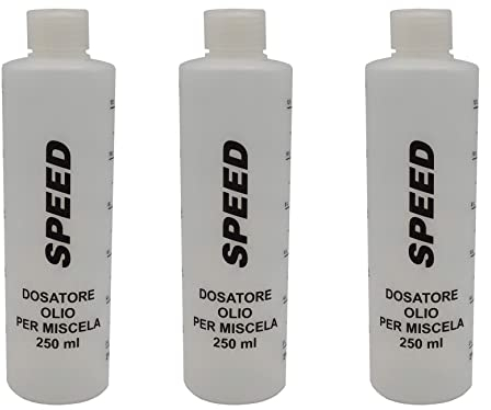 Speed N. 3 Misurini Dosatori olio per miscela 250 ml con tappo, scala graduata e percentuali 2-4% 2,5-5% 3-6%…
