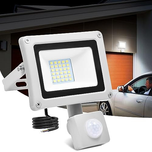 30W LED Strahler mit Bewegungsmelder,3000LM 6500K Kaltweiß Superhell Scheinwerfer,IP65 Wasserdicht Außenstrahler Flutlichtstrahler,Außenbeleuchtung mit bewegungsmelder für Hof Garten Garage 1 StüCk