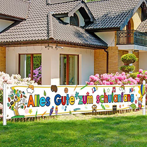 DPKOW Alles Gute Zum Schulanfang Banner für Einschulung Dekoration,Schuleinführung Banner Deko,Einschulungsdeko Girlande für Schulanfang Deko Garten Tisch Mauer Schulanfang Photo Booth,35 * 270cm