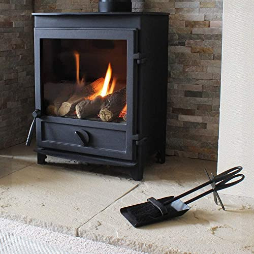 Vintage Decor® Premium Hearth Fireside Tidy Brush Set, Shovel & Brush Quality Steel Matt Black Loop Design Handles. Wide Shovel 14cm Width Black Powder Coated for a Quality Finish