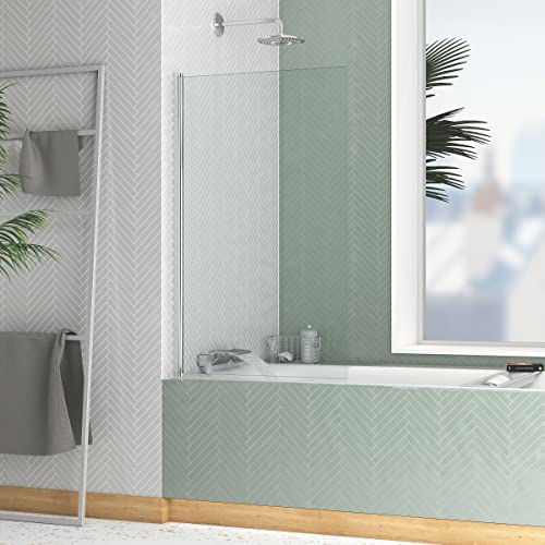 AURLANE Pare-Baignoire Rabattable 70x120cm - Profilé Chromé - Verre Trempé 4mm - Elementary